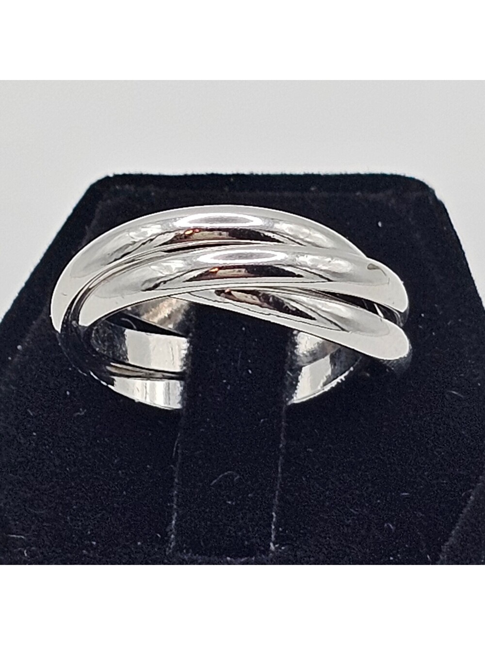 925 Sterling Silver Triple Wave Crossover Ring Modernist Statement 7.5
